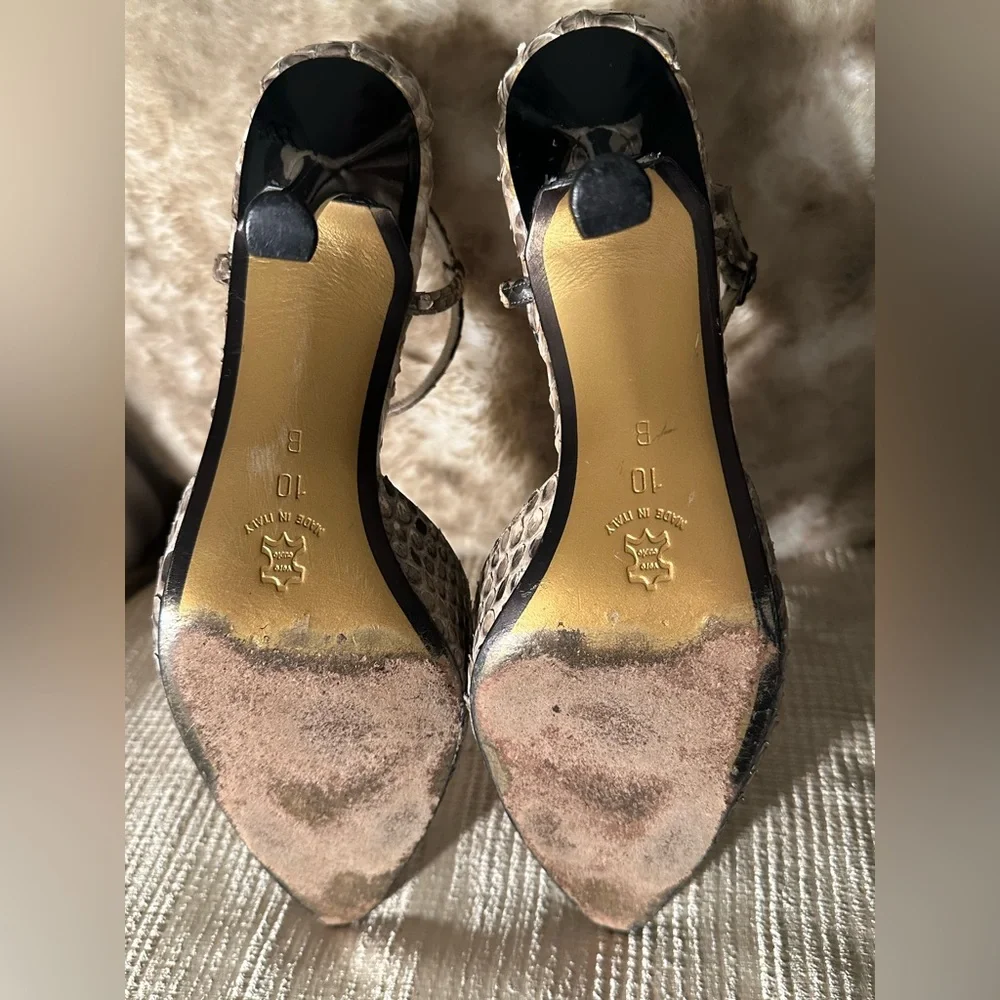 Stuart Weitzman for Mr. Seymor Vintage Snakeskin Strappy Heels - Picture 7 of 11